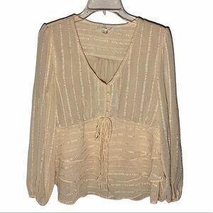 entro Ruffle Long Sleeve Champagne Top